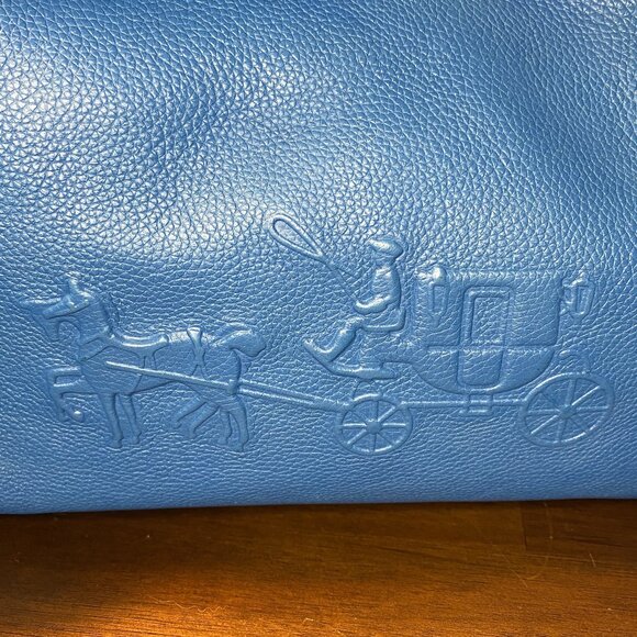 Coach Edie 31 36465 Blue Pebble Leather Embossed Horse & Carriage Shoulder Bag - Picture 4 of 16